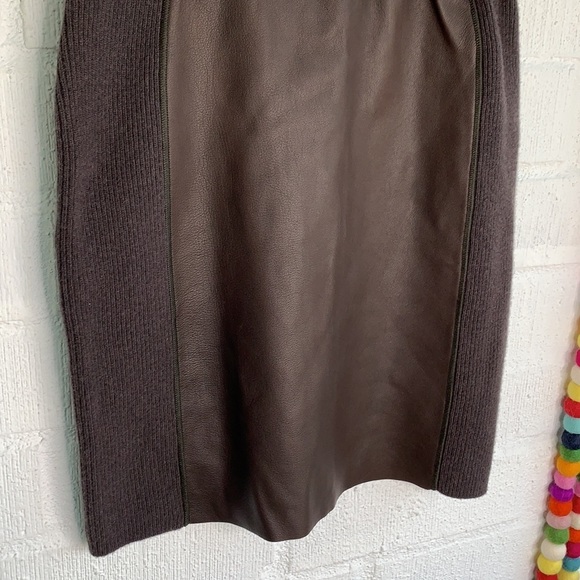 S MaxMara Cashmere Wool Leather Pull On Elastic Skirt sz L - Picture 2 of 5